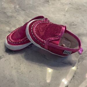 Pink glitter slip on shoes